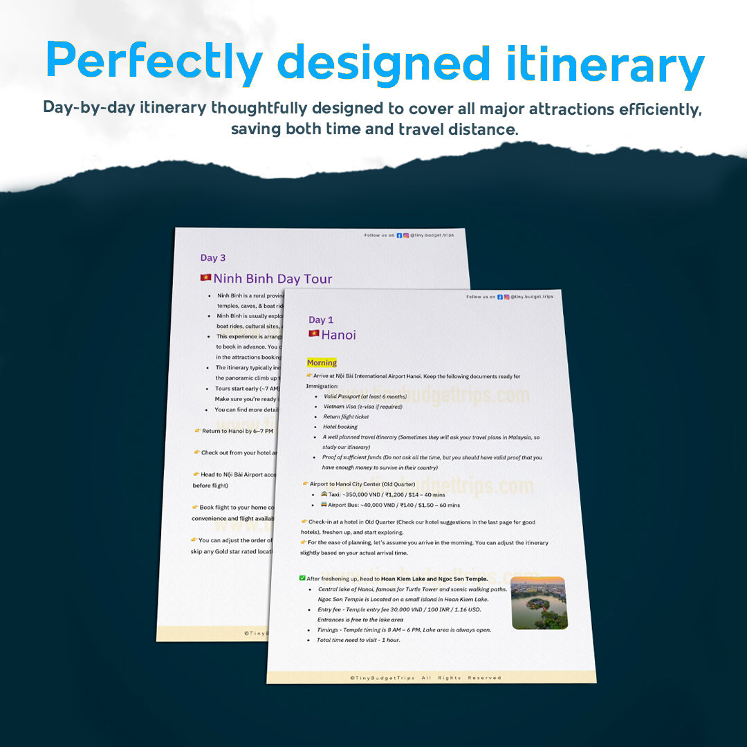 Vietnam 9 days itinerary covering Hanoi, Danang, Hoian and Hochiminh